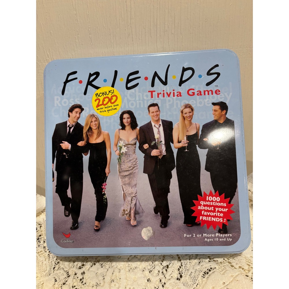 Friends Trivia Game Cardinal 2002 Collectible Tin 1000+ Questions Board Game
